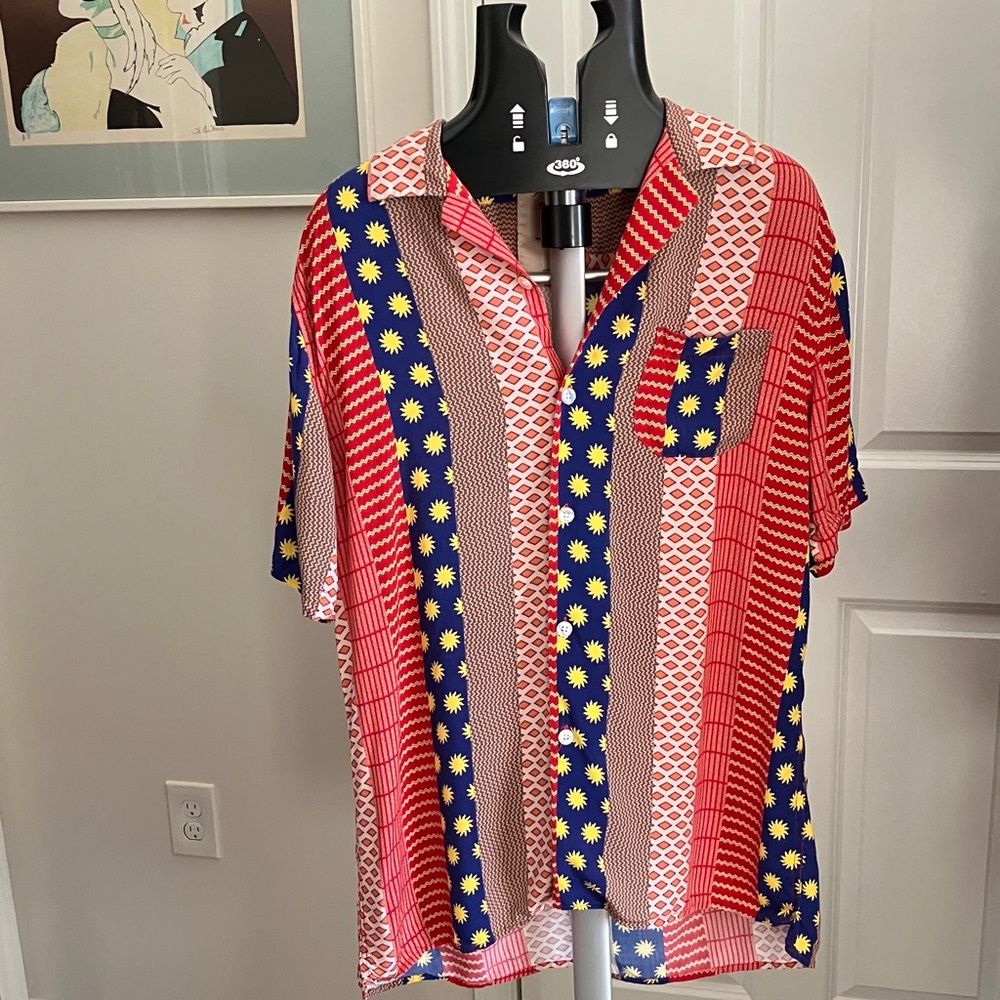 OAS The Cuba Shirt L Sunburst Print Camp Collar Miami Night Latin Summer Vibe - Picture 4 of 8